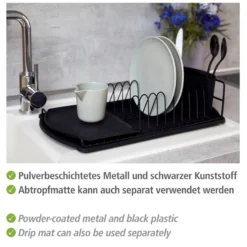 WENKO Geschirrabtropfer Basic Schwarz, Geschirr Abtropfgestell