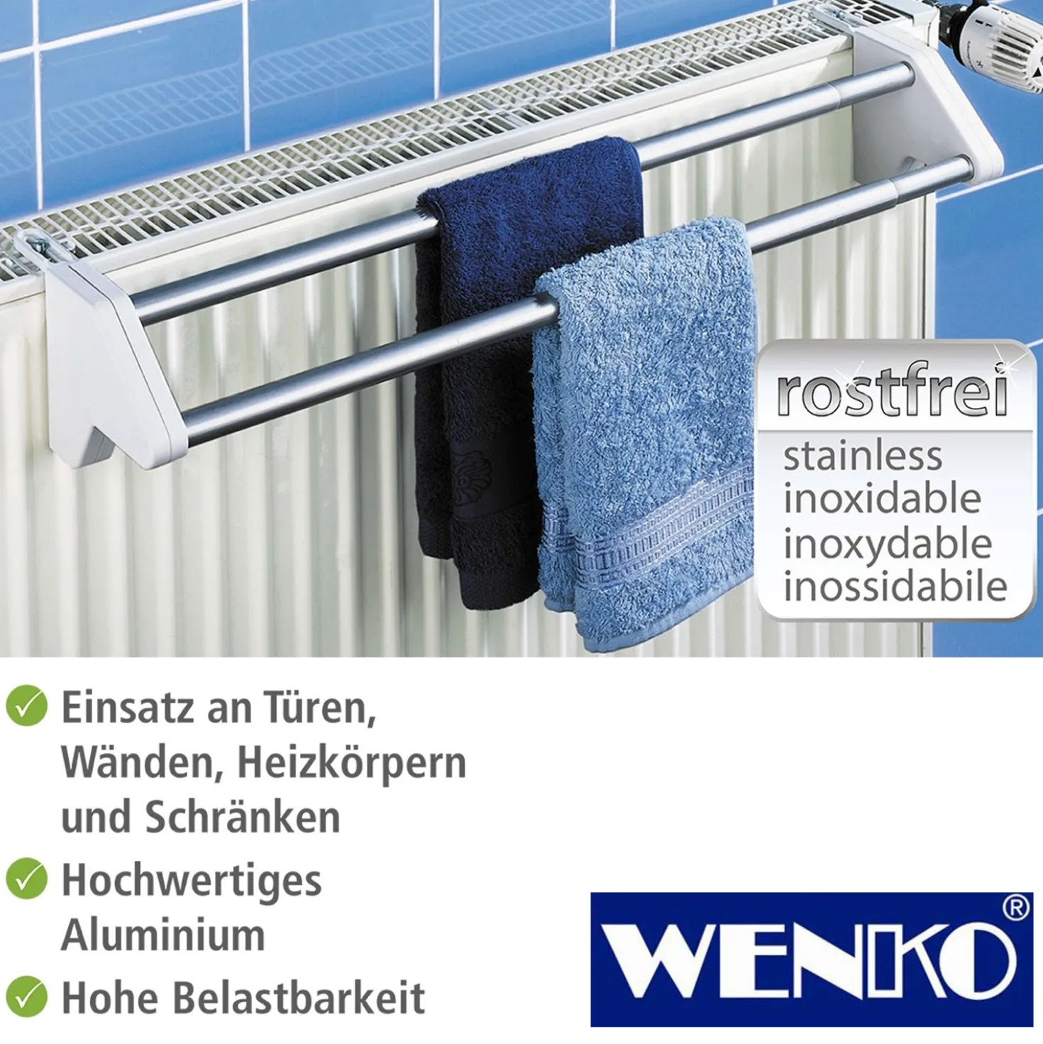 WENKO Heizkörper-Wäschetrockner Twin, ausziehbar, in der Länge verstellbar
