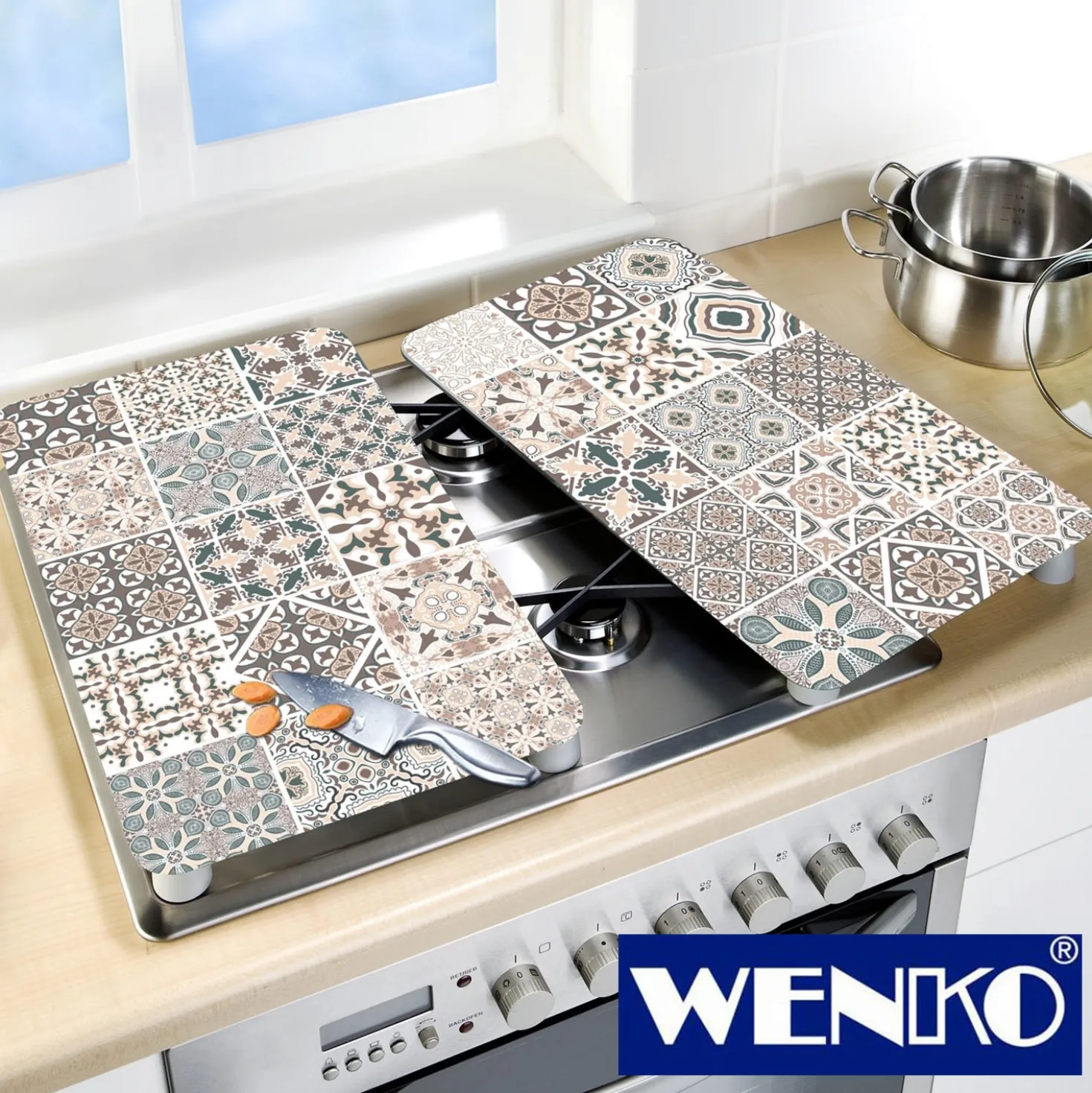 WENKO Herdabdeckplatten Universal Kachel 2er-Set, für alle Herdarten
