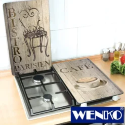 WENKO Herdabdeckplatte Universal Bistro 2er-Set, für alle Herdarten