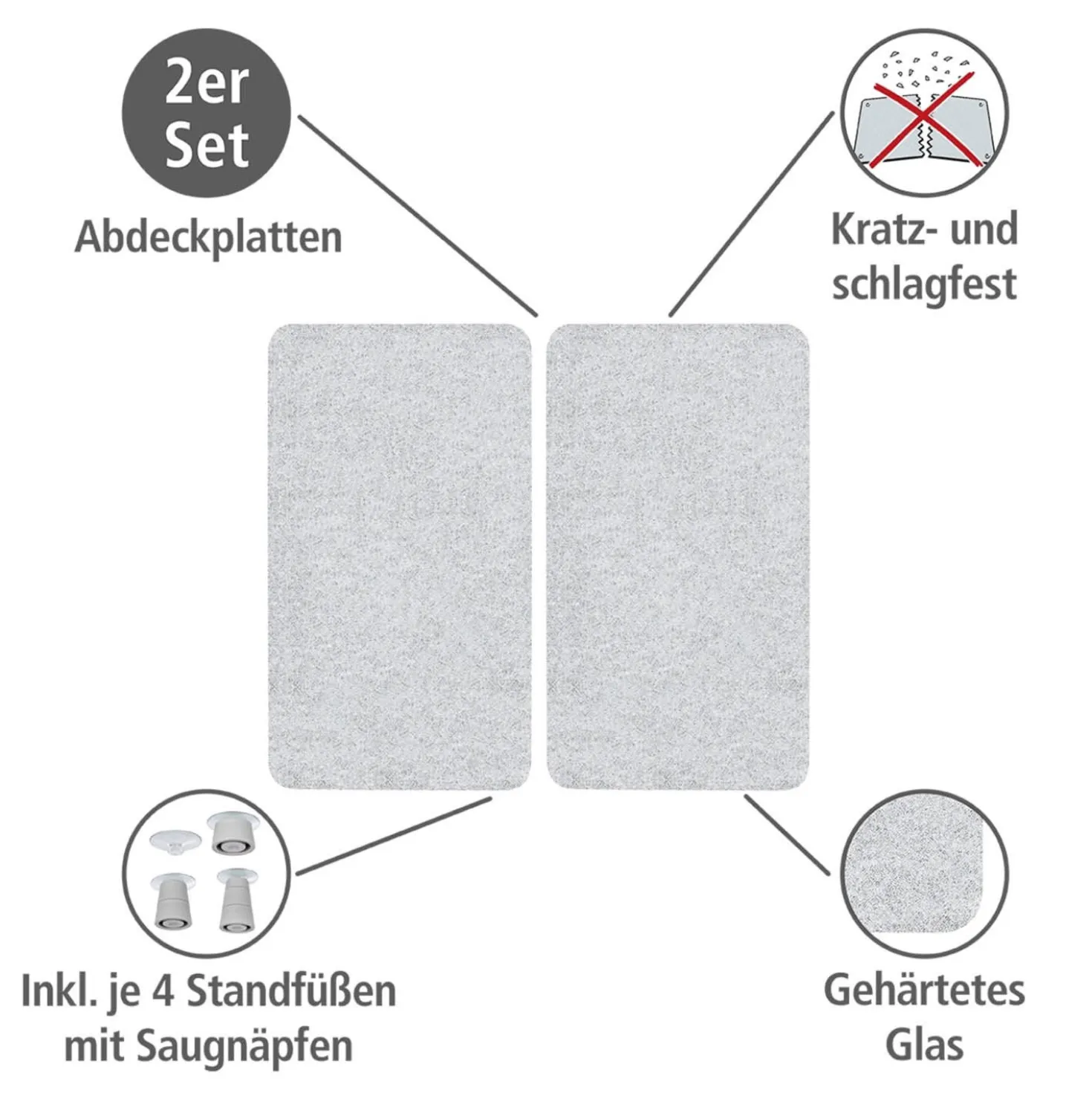 WENKO Herdabdeckplatte Universal 2er Set, für alle Herdarten