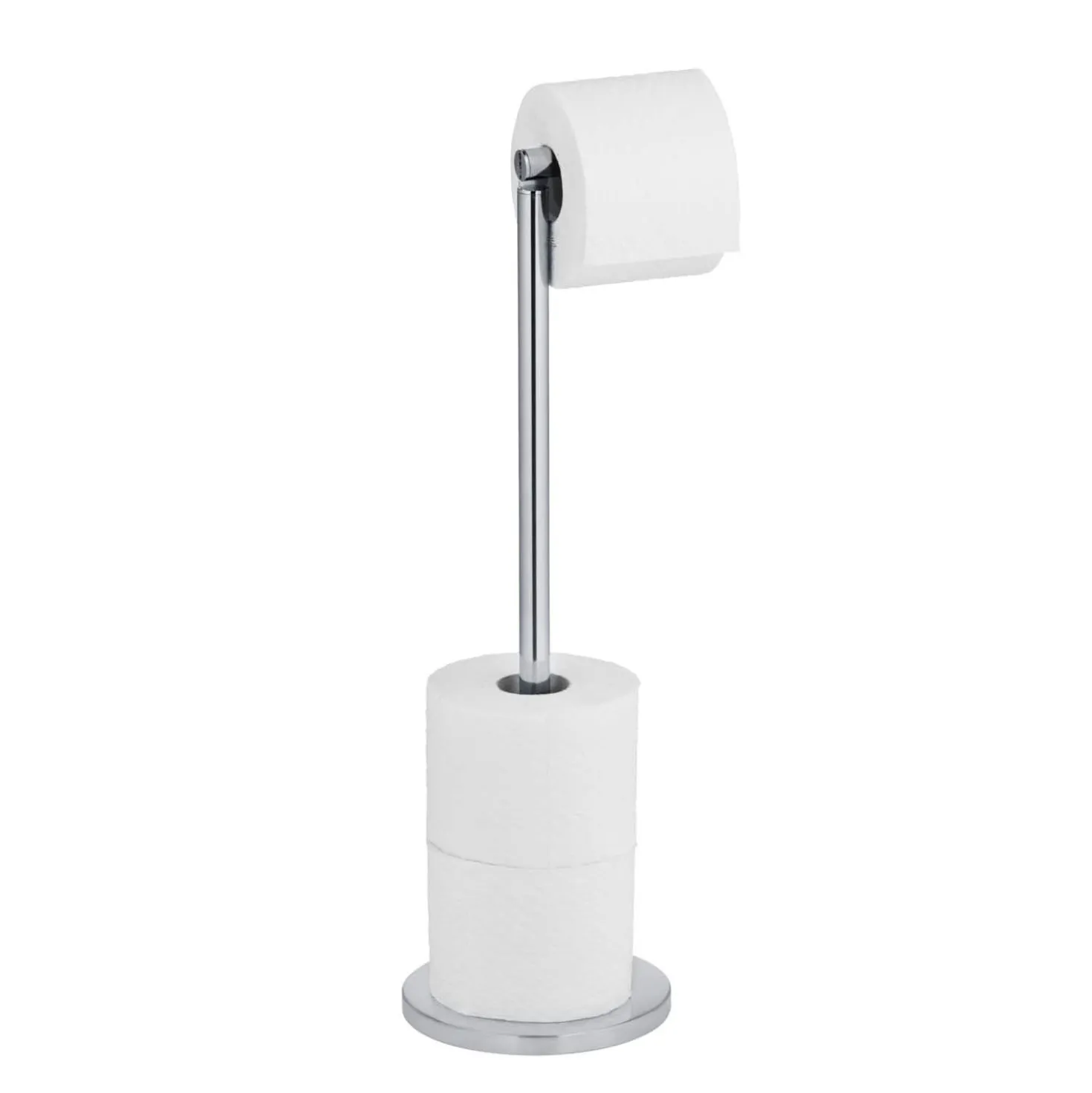 WENKO 2in1 Stand Toilettenpapierhalter, Edelstahl, platzsparend, für bis zu 4 Ersatzrollen