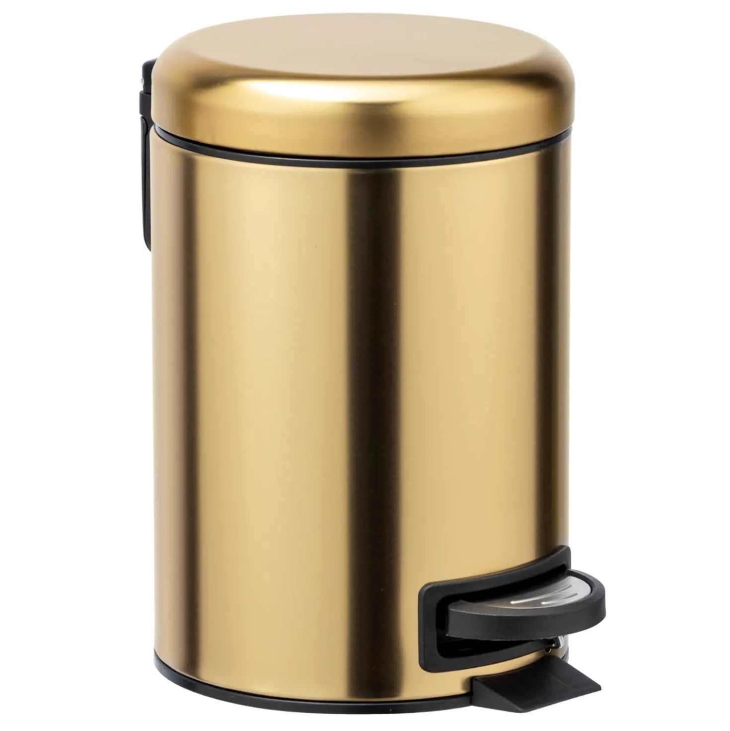 WENKO Kosmetik Treteimer Mod. Leman, Gold matt, 3 L, Edelstahl, 3 Liter