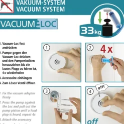 WENKO Mod. Vacuum-Loc® Haken Schwarz 2er Set, Befestigen ohne Bohren
