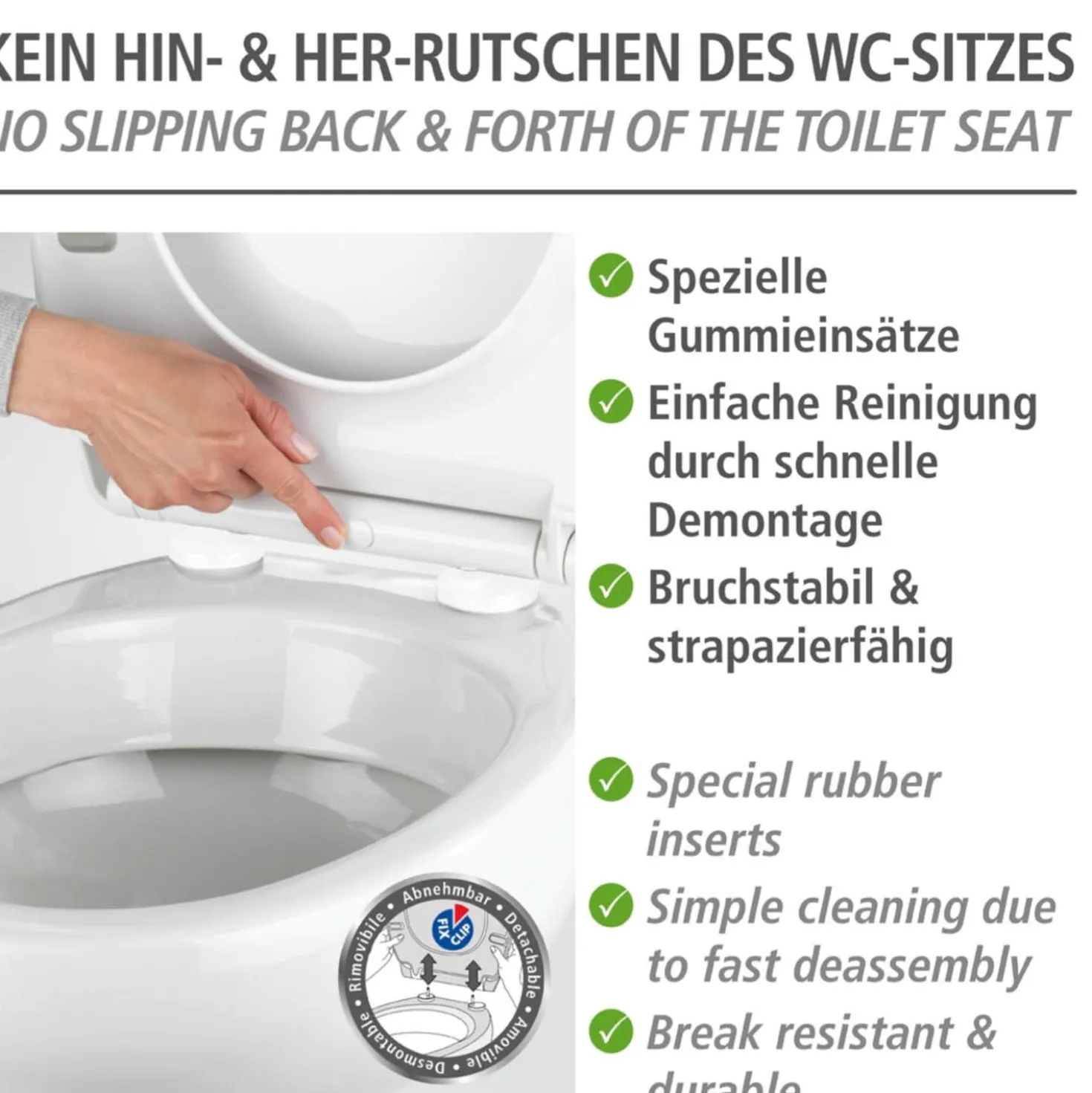 WENKO Premium WC-Sitz Mod. Kos Weiß, recycelbarer Thermoplast, mit Absenkautomatik
