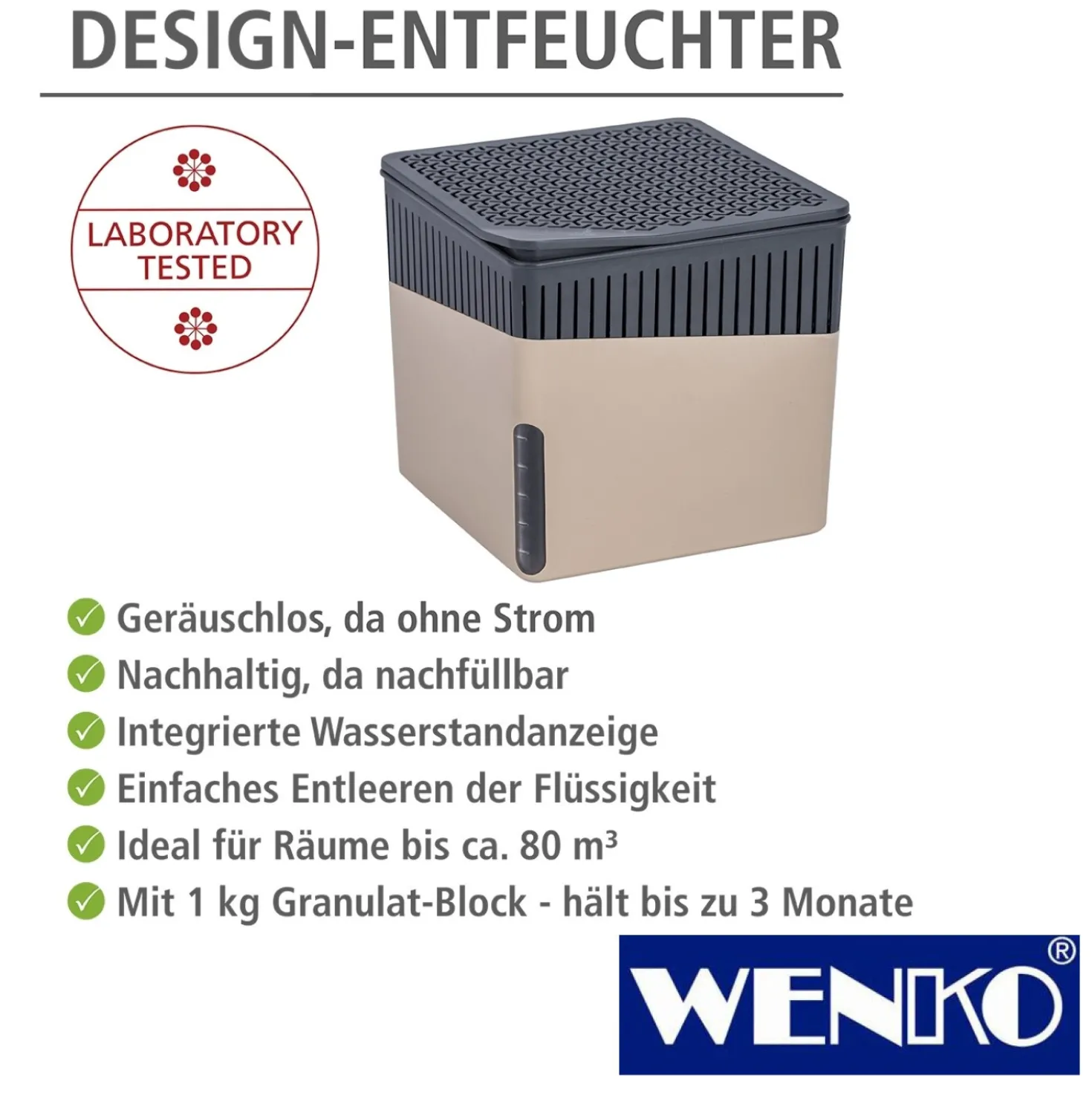 WENKO Raumentfeuchter Cube Beige 1000 g, Luftentfeuchter