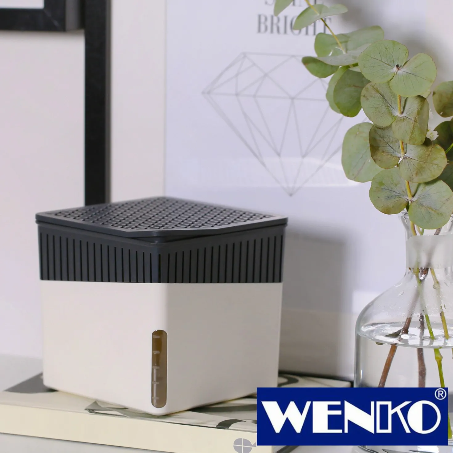 WENKO Raumentfeuchter Cube, Grau, 500 g, 2er Set, Luftentfeuchter