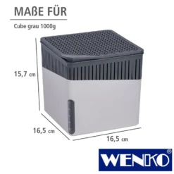 WENKO Raumentfeuchter Cube Grau 1000 g, Luftentfeuchter
