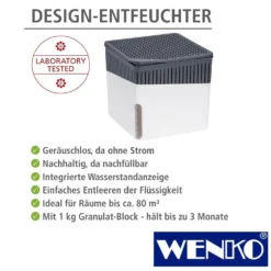 WENKO Raumentfeuchter Cube Weiß 2 x 1000 g, für Räume bis ca. 80m³