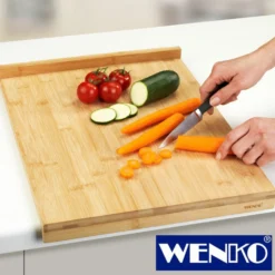 WENKO Schneidebrett mit Anlegekante Bambus, Bambus