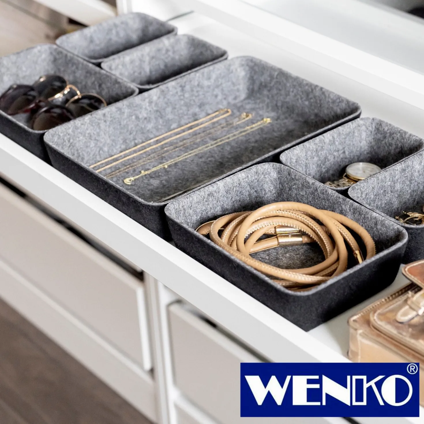 WENKO Schubladen Organizer Filz, 7-teilig