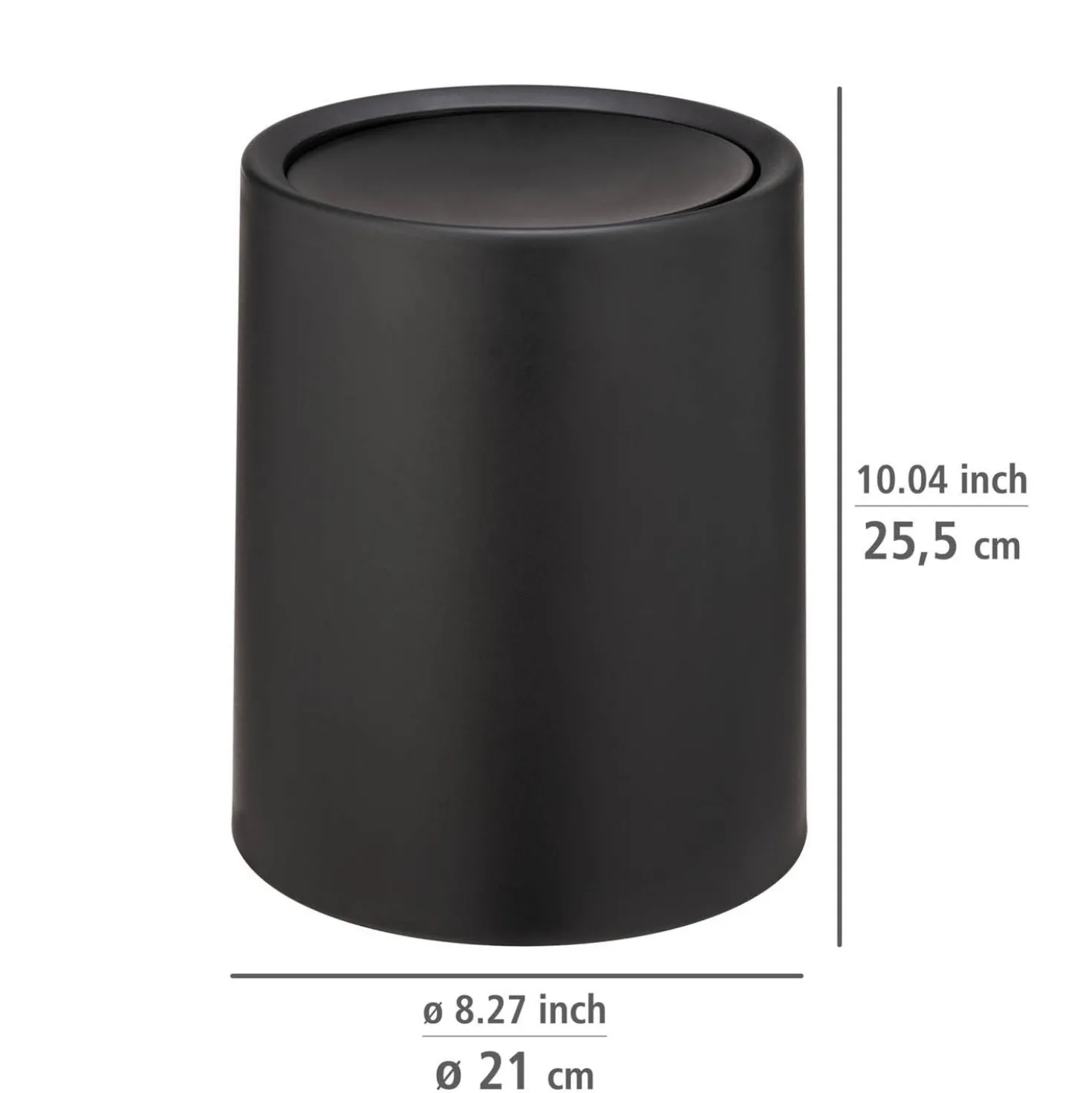 WENKO Schwingdeckeleimer Mod. Atri Schwarz, Fassungsvermögen: 6 Liter