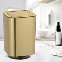 WENKO Schwingdeckeleimer Mod. Auron Gold, Kosmetikeimer mit Schwingdeckel, 5,5 l