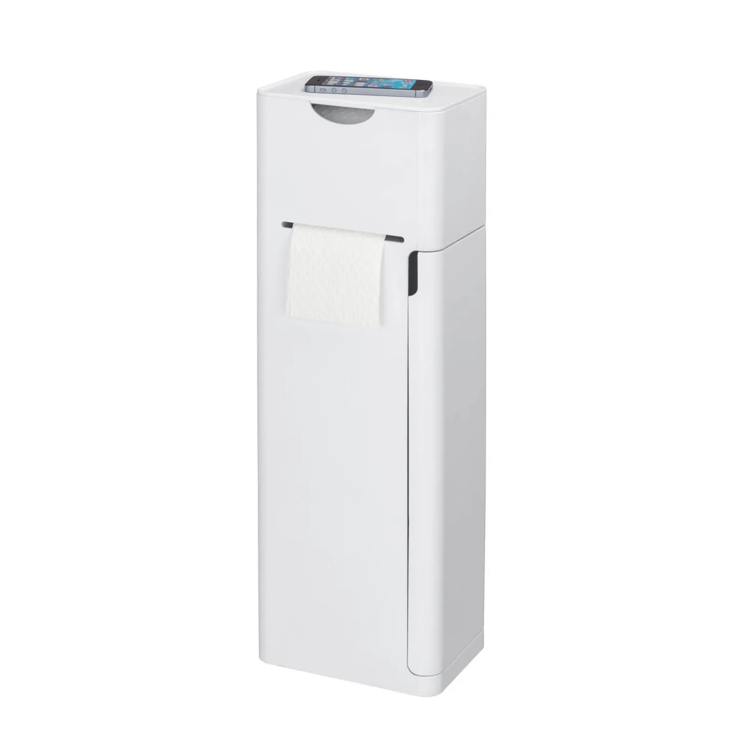 WENKO Stand WC-Garnitur Mod. Imon 6 in 1 Weiß matt, integrierter Toilettenpapierhalter, WC-Bürstenhalter