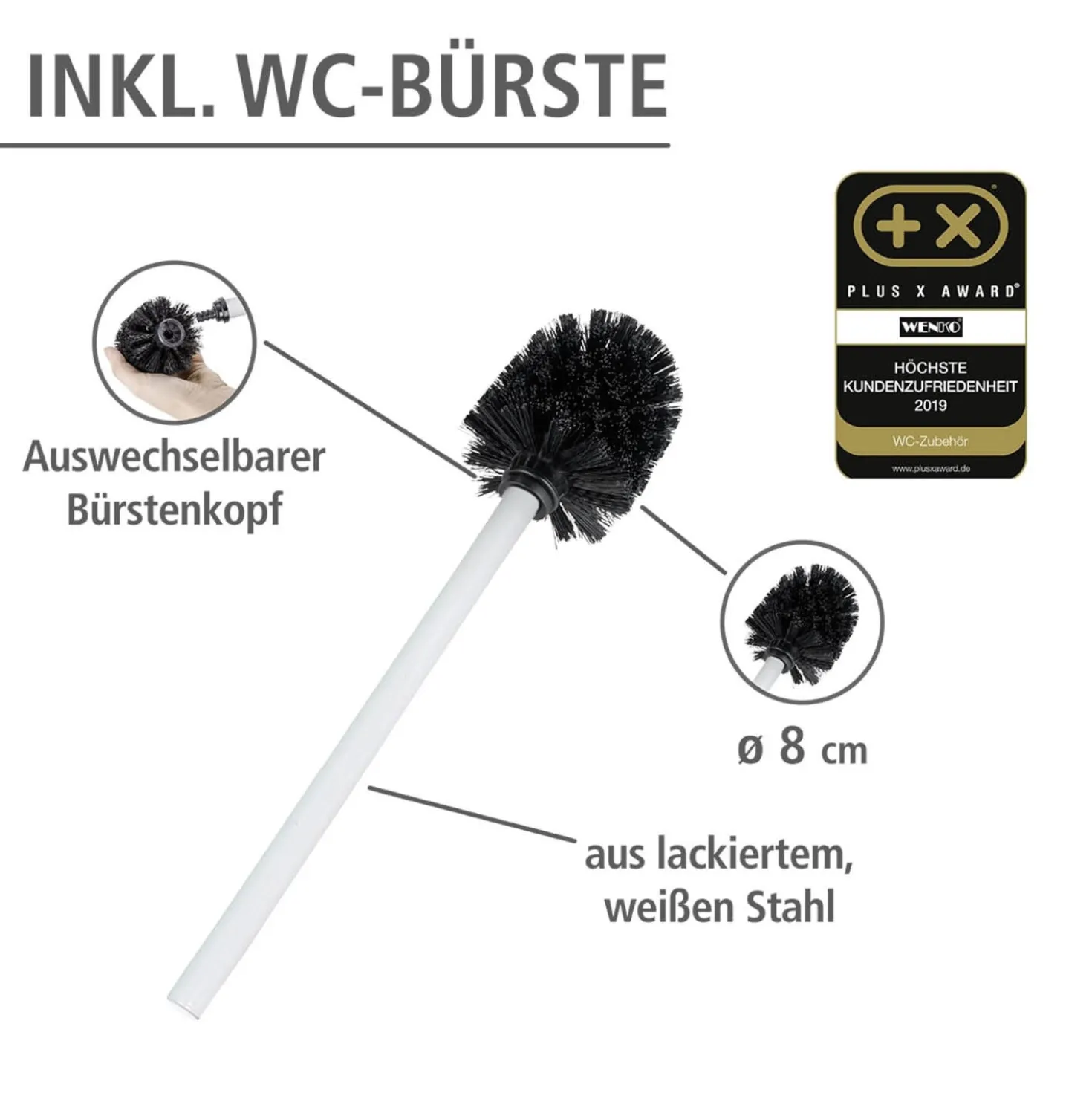 WENKO Stand WC-Garnitur Mod. Rivalta Weiß, integrierter Toilettenpapierhalter und WC-Bürstenhalter