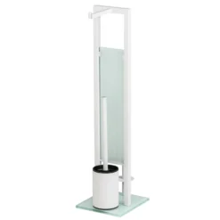 WENKO Stand WC-Garnitur Mod. Rivalta Weiß, integrierter Toilettenpapierhalter und WC-Bürstenhalter