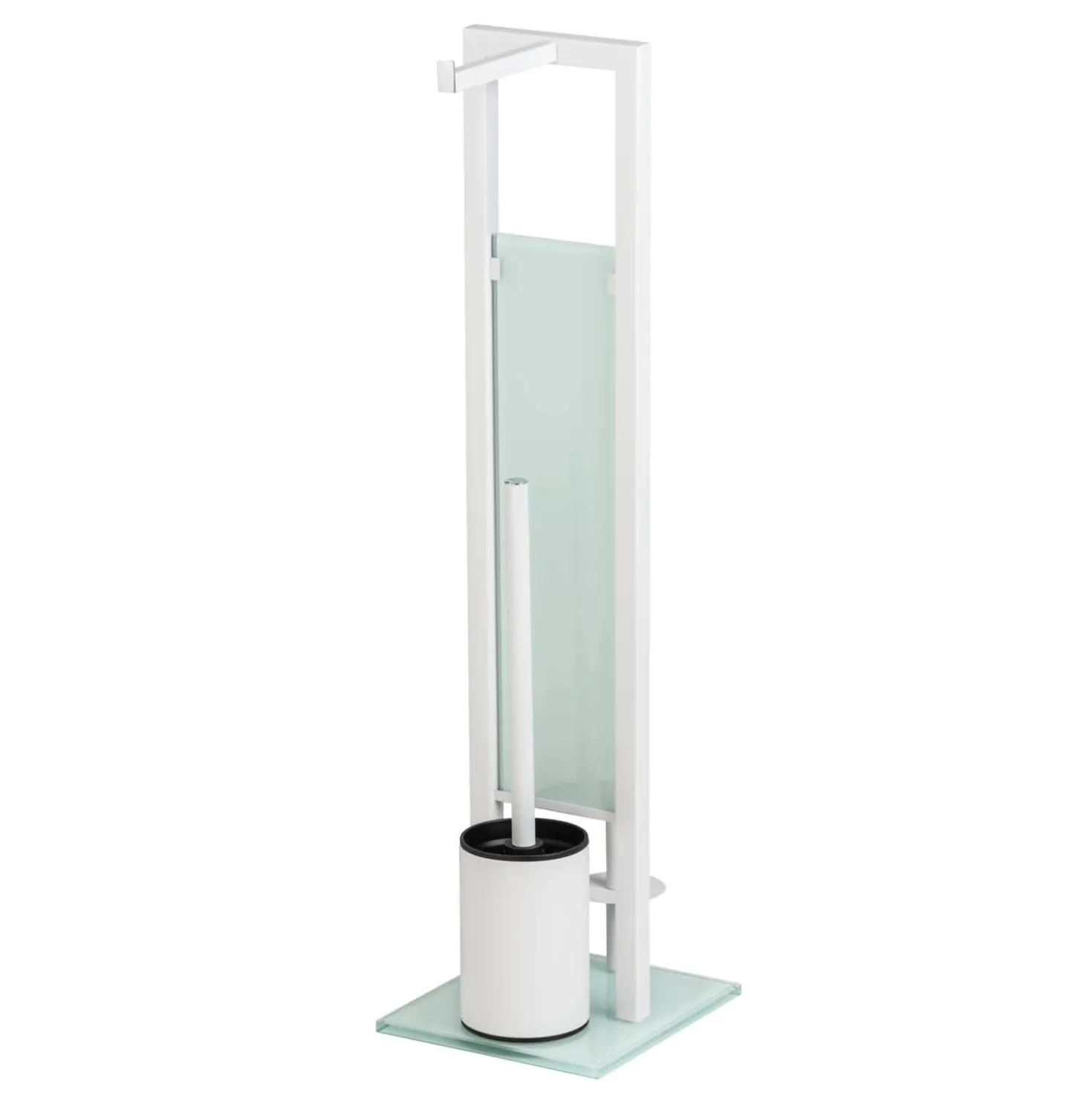 WENKO Stand WC-Garnitur Mod. Rivalta Weiß, integrierter Toilettenpapierhalter und WC-Bürstenhalter