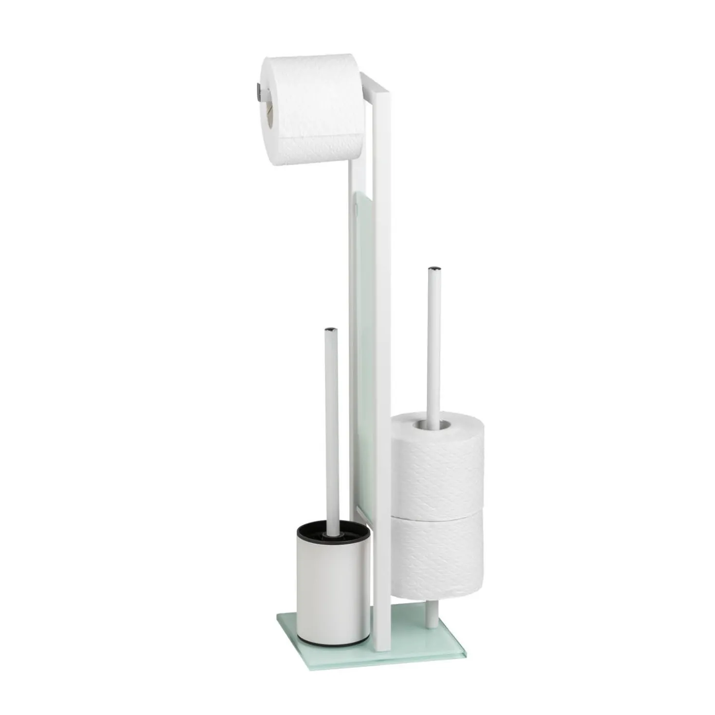 WENKO Stand WC-Garnitur Mod. Rivalta Weiß, integrierter Toilettenpapierhalter und WC-Bürstenhalter