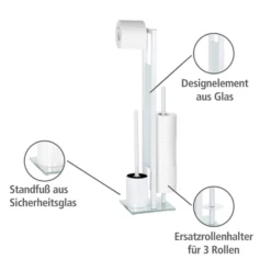 WENKO Stand WC-Garnitur Mod. Rivalta Weiß, integrierter Toilettenpapierhalter und WC-Bürstenhalter