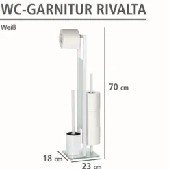 WENKO Stand WC-Garnitur Mod. Rivalta Weiß, integrierter Toilettenpapierhalter und WC-Bürstenhalter
