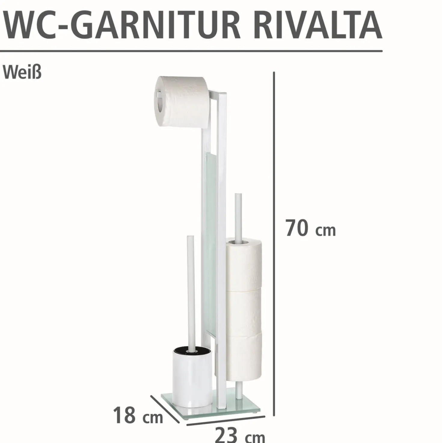 WENKO Stand WC-Garnitur Mod. Rivalta Weiß, integrierter Toilettenpapierhalter und WC-Bürstenhalter