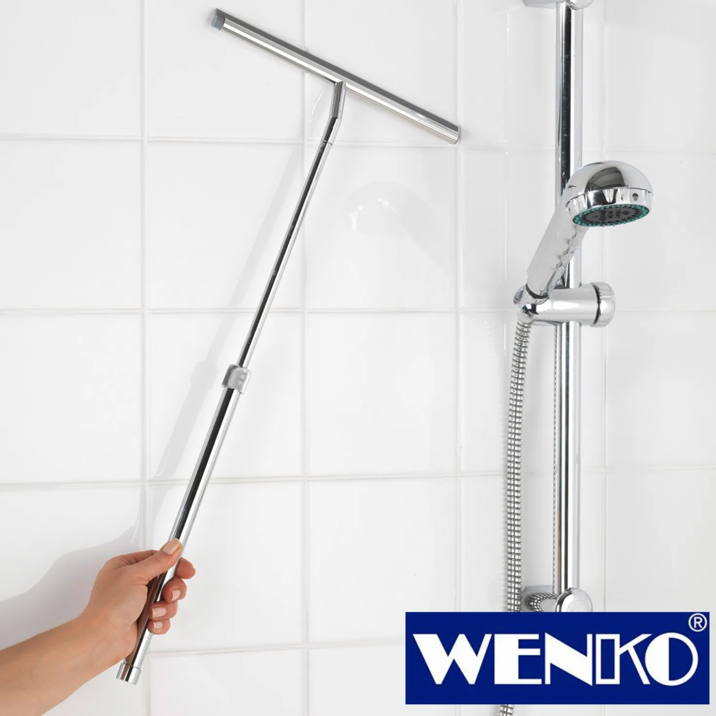WENKO Teleskop Badezimmerwischer, Duschabzieher