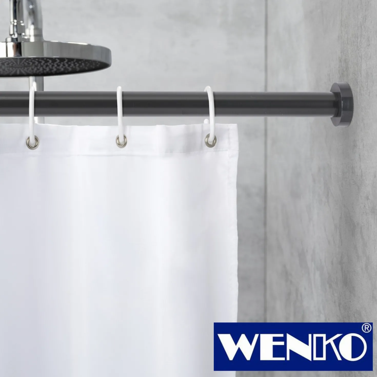 WENKO Teleskop-Duschstange "Luz" 70 - 115 cm schwarz aus Aluminium