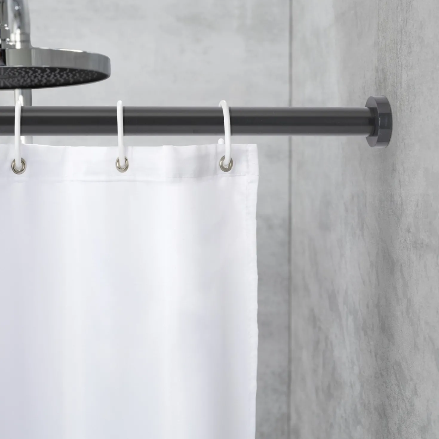 WENKO Teleskop-Duschstange "Luz" 70 - 115 cm schwarz aus Aluminium