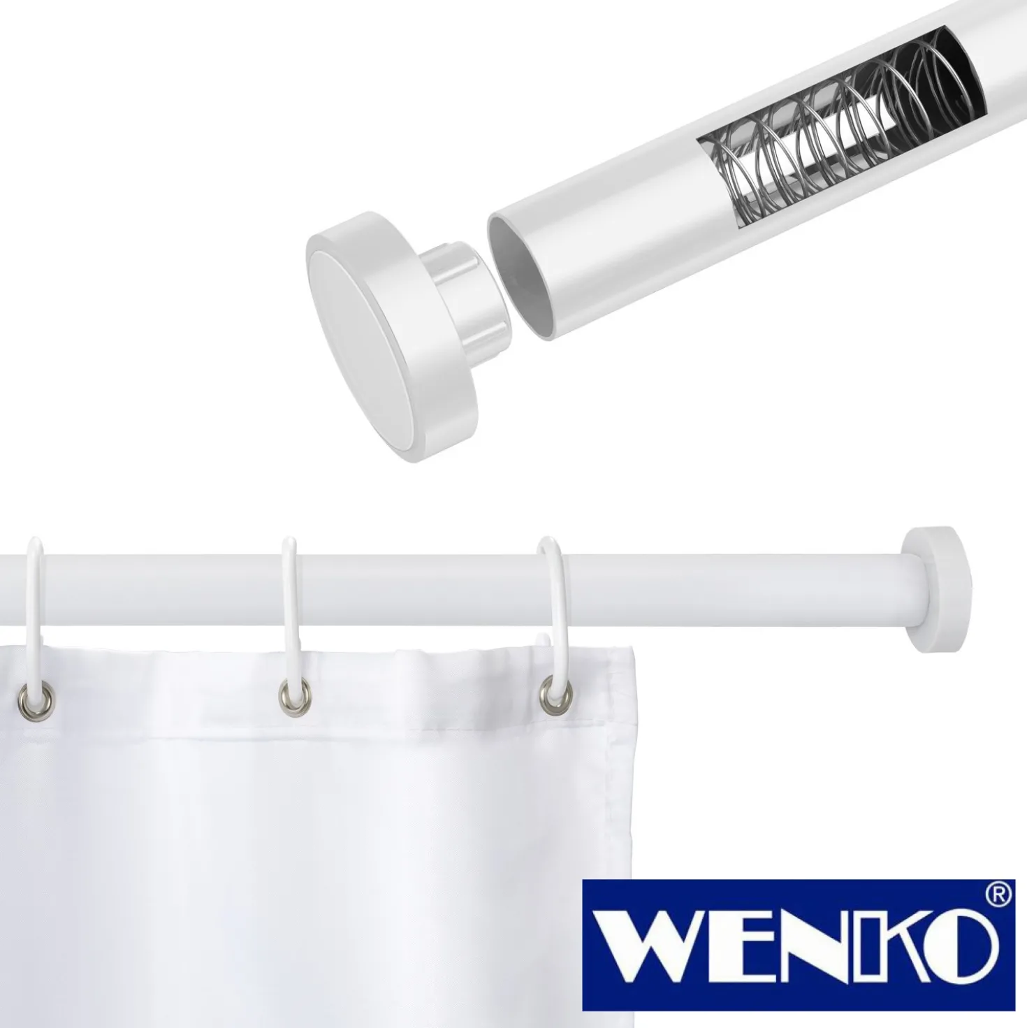 WENKO Teleskop-Duschstange "Luz" 70 - 115 cm weiß aus Aluminium