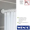 WENKO Teleskop-Duschstange Luz 110 - 185 cm, Weiß, Ausziehbare Duschvorhangstange aus rostfreiem Aluminium