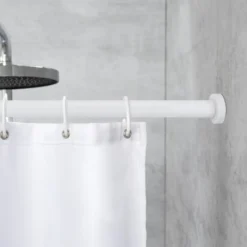 WENKO Teleskop-Duschstange Luz 110 - 185 cm, Weiß, Ausziehbare Duschvorhangstange aus rostfreiem Aluminium