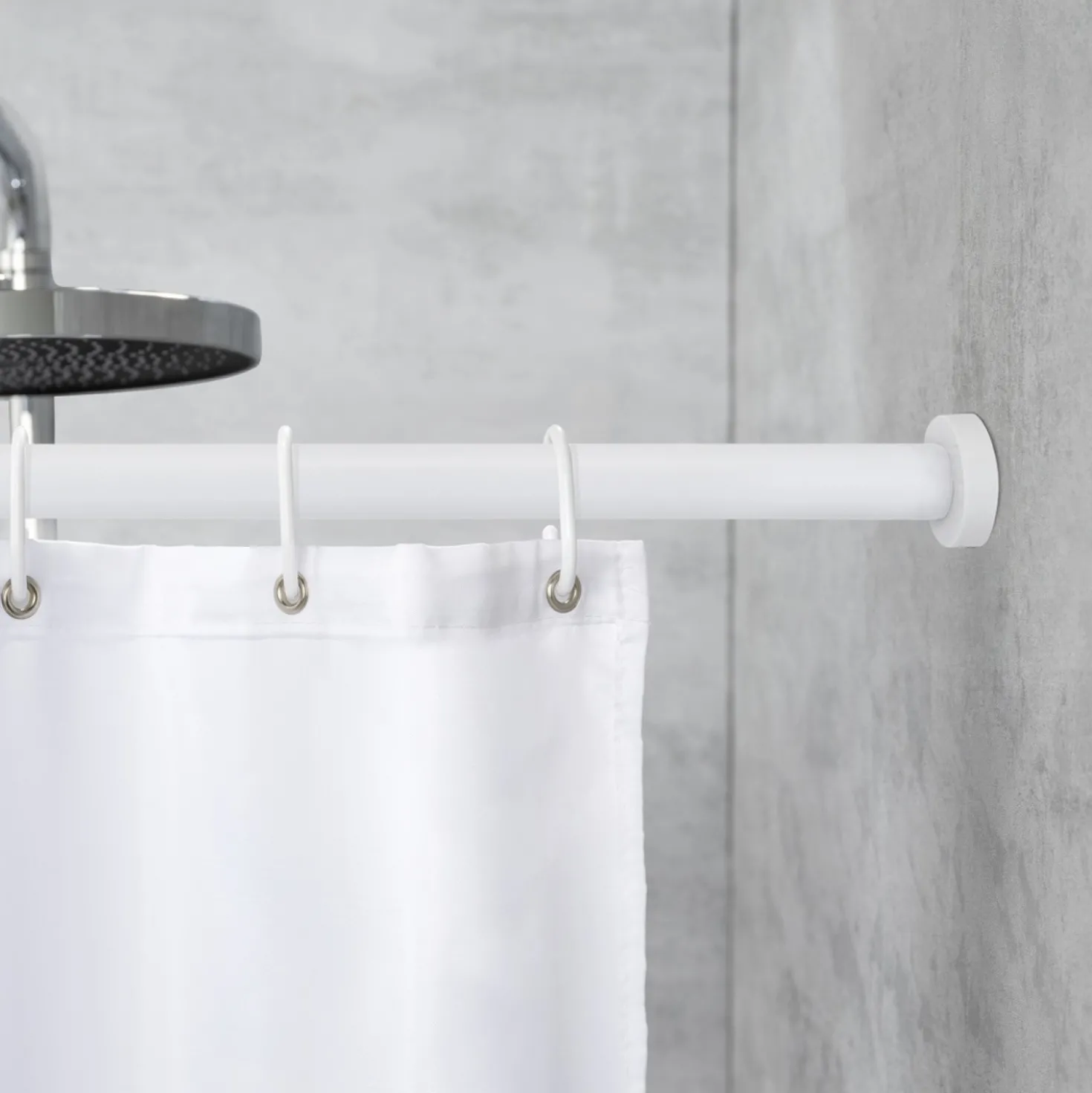 WENKO Teleskop-Duschstange Luz 110 - 185 cm, Weiß, Ausziehbare Duschvorhangstange aus rostfreiem Aluminium