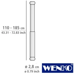 WENKO Teleskop-Duschstange Luz 110 - 185 cm, Weiß, Ausziehbare Duschvorhangstange aus rostfreiem Aluminium