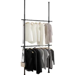 WENKO Teleskop-Garderobensystem Mod. Herkules Basic Schwarz, aus pulverbeschichtetem Stahl