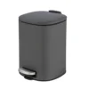WENKO Treteimer Alassio, Grau 5 L, Easy-Close Absenkautomtik