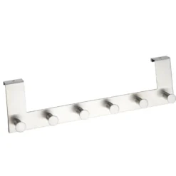 WENKO Türgarderobe Edelstahl Mod. Celano, 6 Haken, für Türfalzstärken bis 2 cm