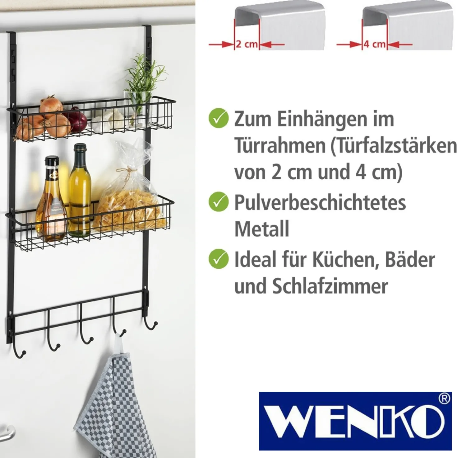 WENKO Türregal Schwarz, Hängeregal für zusätzlichen Stauraum