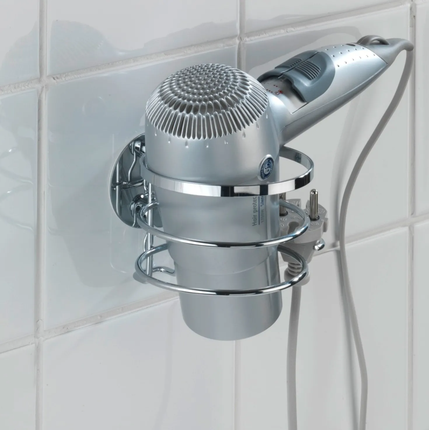 WENKO Turbo-Loc® Edelstahl Haartrocknerhalter, rostfrei, Befestigen ohne bohren