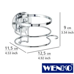 WENKO Turbo-Loc® Edelstahl Haartrocknerhalter, rostfrei, Befestigen ohne bohren