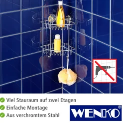 WENKO Vacuum-Loc® Eckregal Bari 2 Etagen, Befestigen ohne bohren