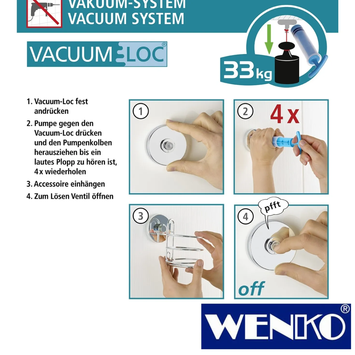 WENKO Vacuum-Loc® Maxiablage Milazzo, Befestigen ohne bohren