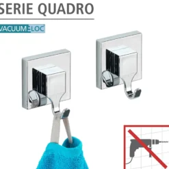WENKO Vacuum-Loc® Wandhaken Mod. Quadro 2er Set,, Befestigen ohne Bohren