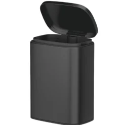 WENKO Wand-Kosmetikeimer Mod. Sare Schwarz 5 L, Easy Close Absenkautomatik