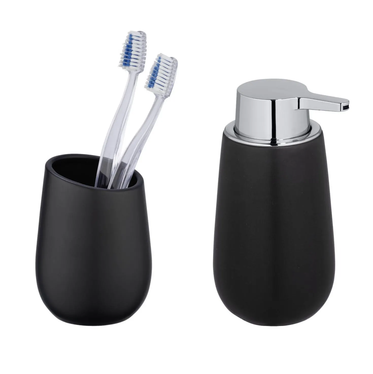 WENKO Waschtisch-Set "Badi" Schwarz, 2-tlg.