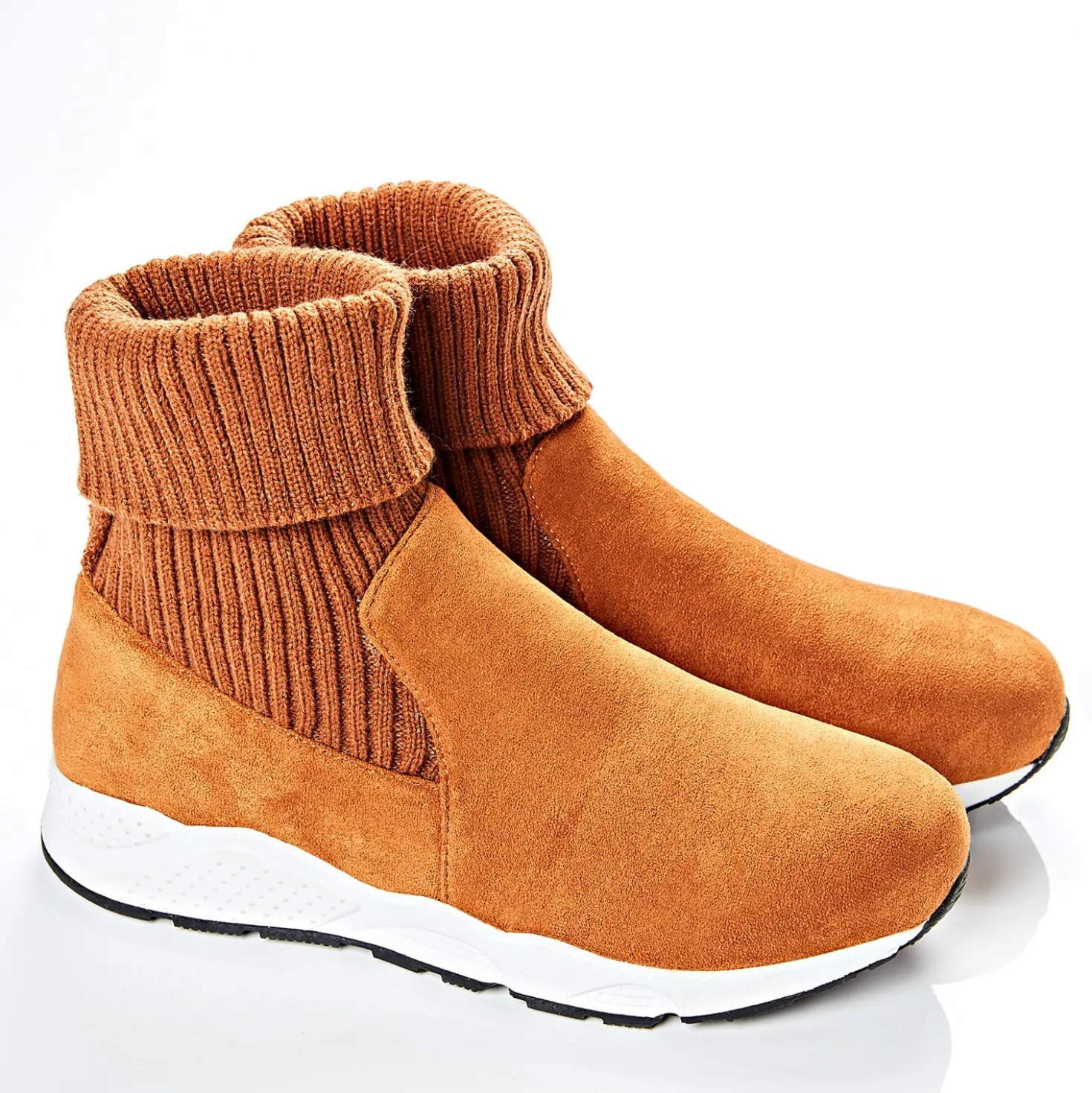 Winterboot Rania mit Strickschaft cognac