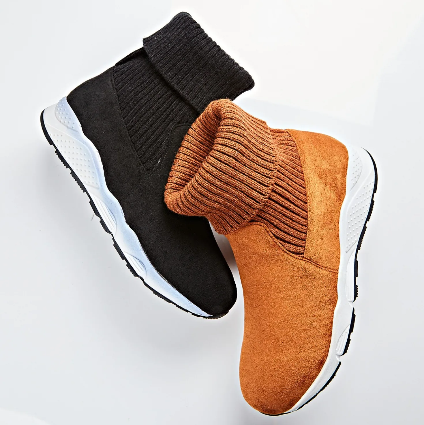 Winterboot Rania mit Strickschaft cognac