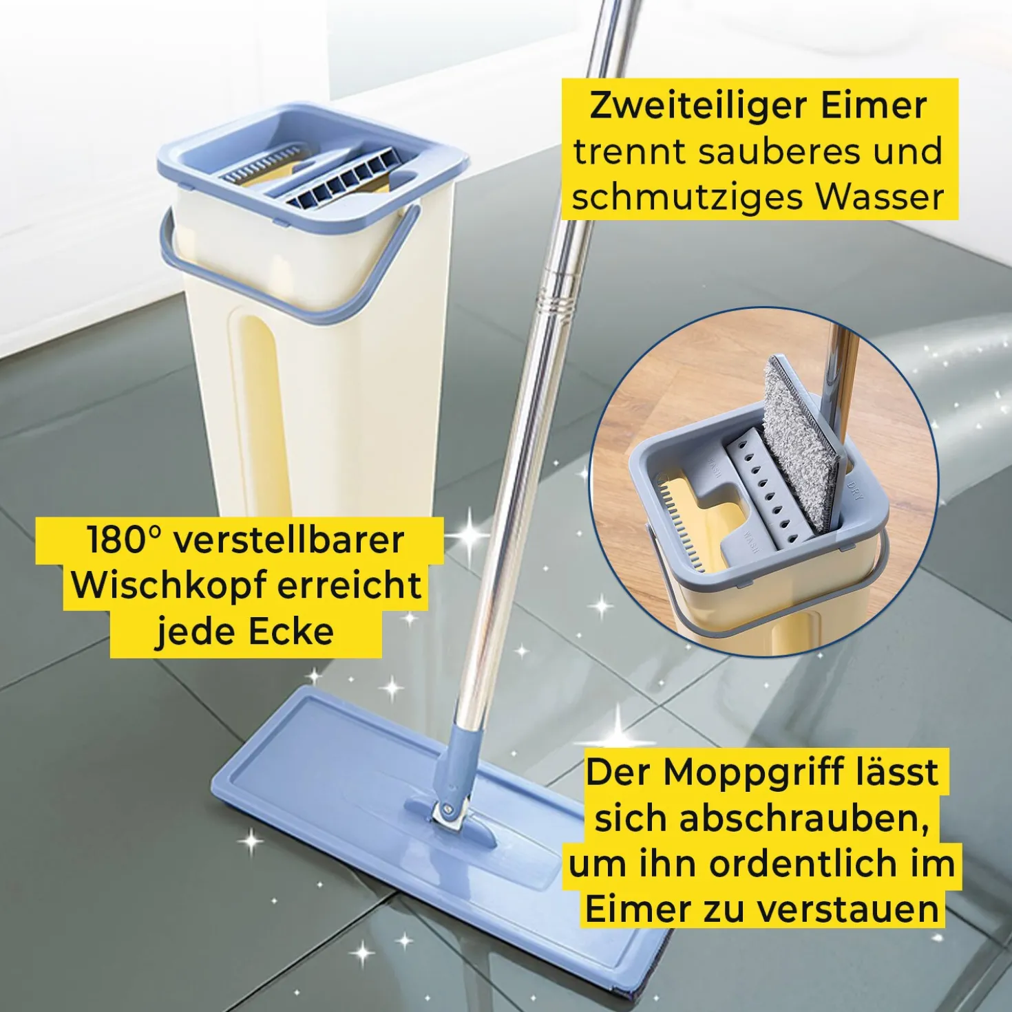 Wischmopp-Set mit Eimer